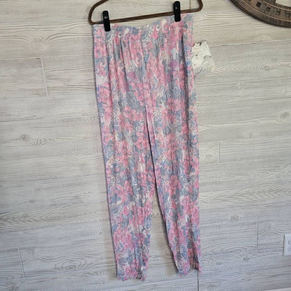 Vintage Jonathan Logan NWT Floral Watercolor Pants Womens SZ XL 80s USA